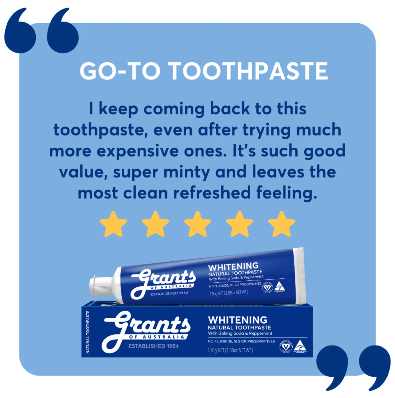 Grants Natural Toothpaste WHITENING (Fluoride Free) 110g