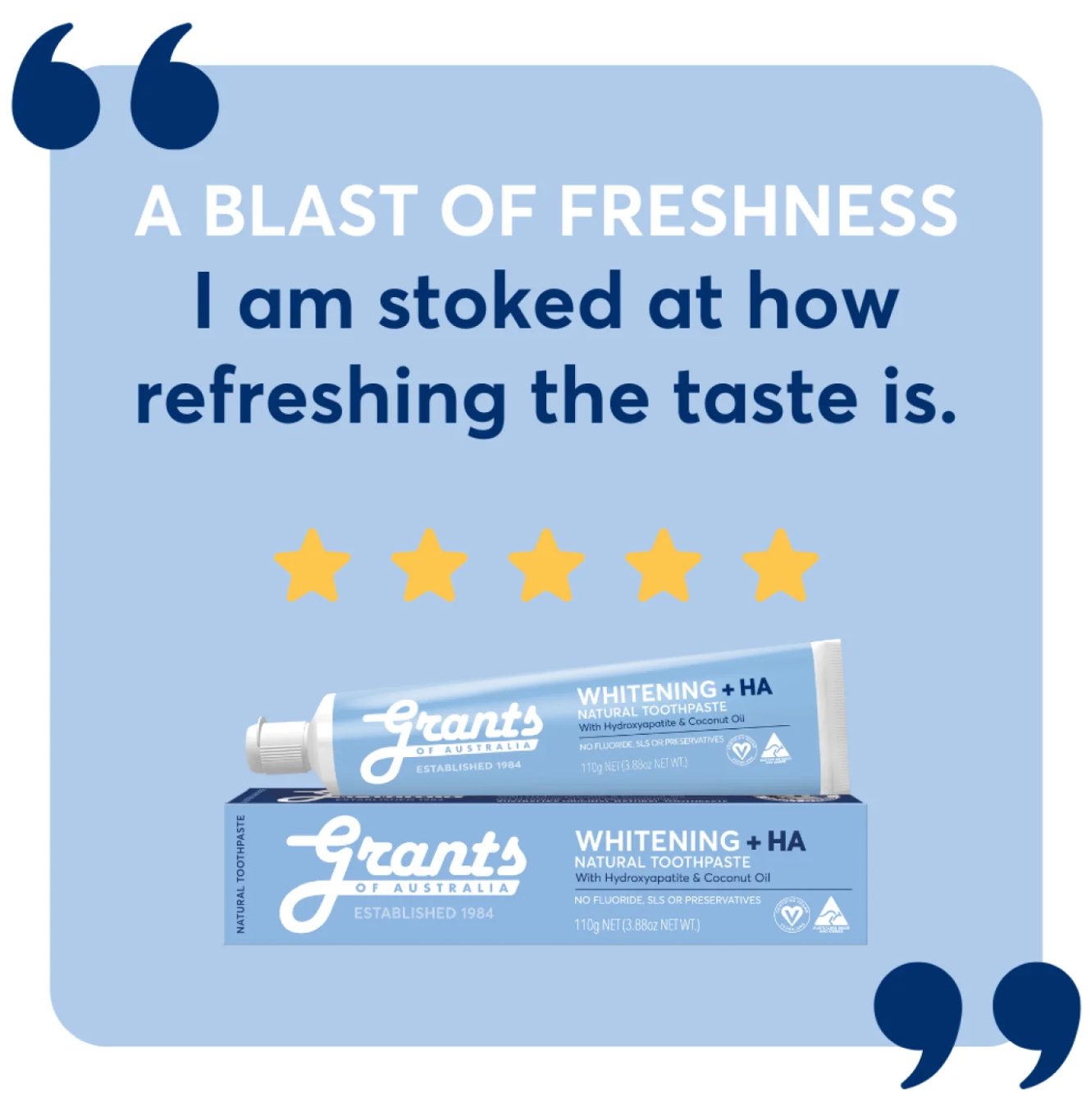 Grants Natural Toothpaste WHITENING +HA (Fluoride Free) 110g