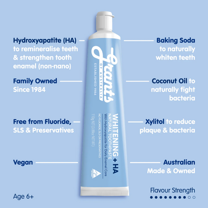 Grants Natural Toothpaste WHITENING +HA (Fluoride Free) 110g